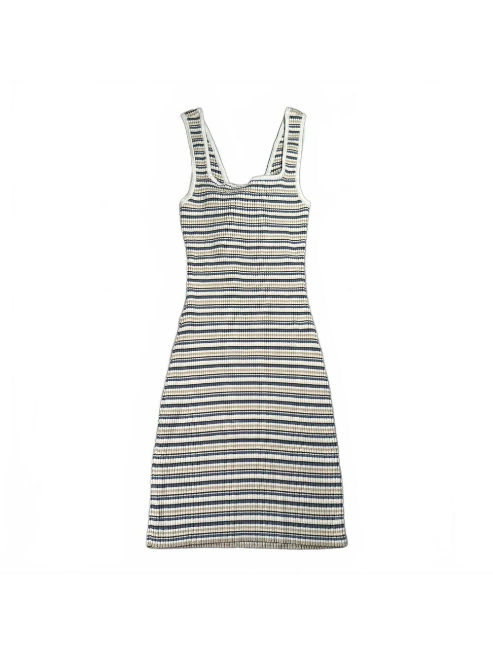 Abercrombie & Fitch Striped Ribbed Knit Bodycon Dress M Twist Front Cutout